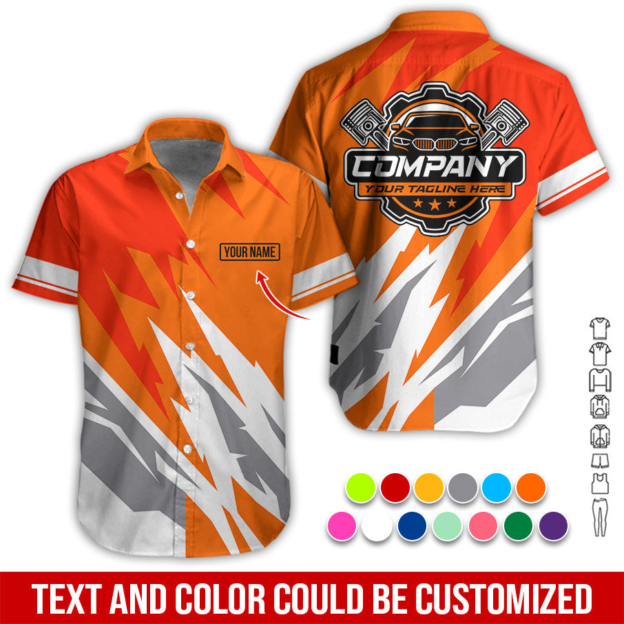 Custom Printed Mechanic Shirt, Great Gift for Husband, Orange Color, Comfortable Daily Fit, Size S to 5XL