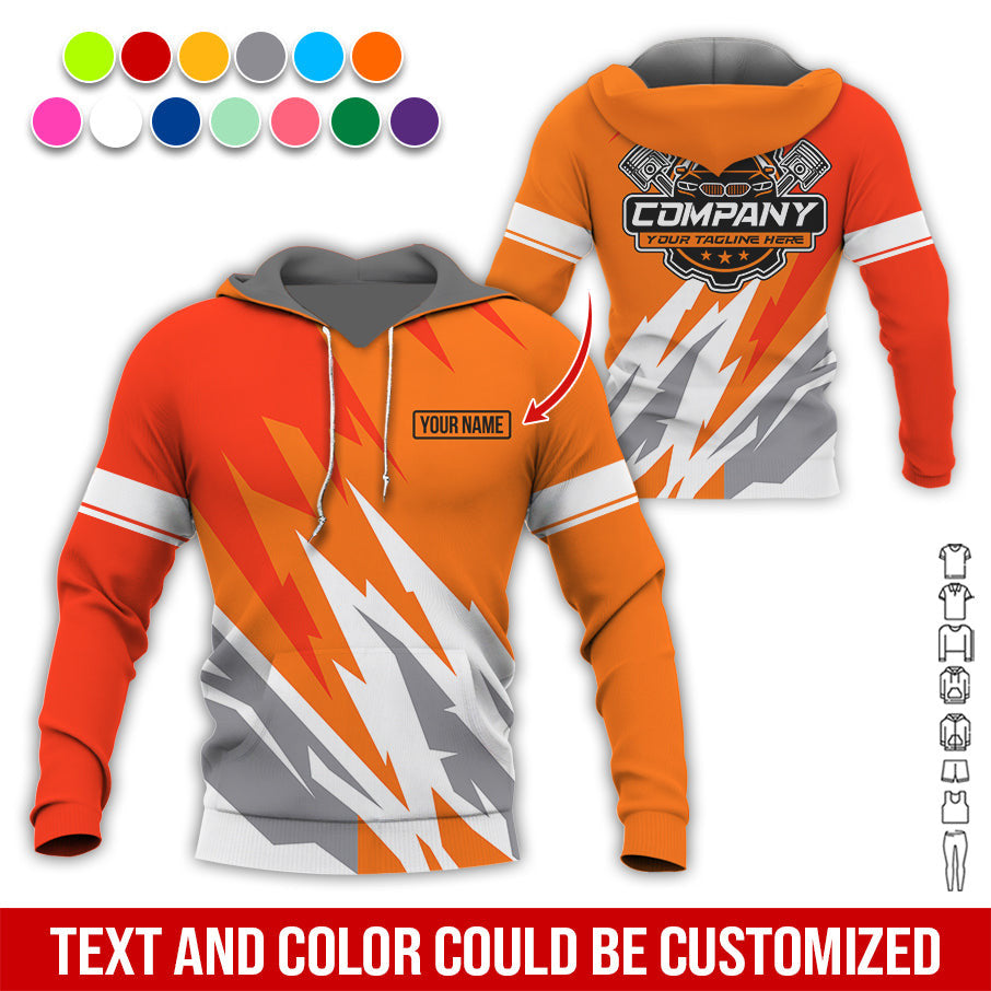 Custom Printed Mechanic Shirt, Great Gift for Husband, Orange Color, Comfortable Daily Fit, Size S to 5XL
