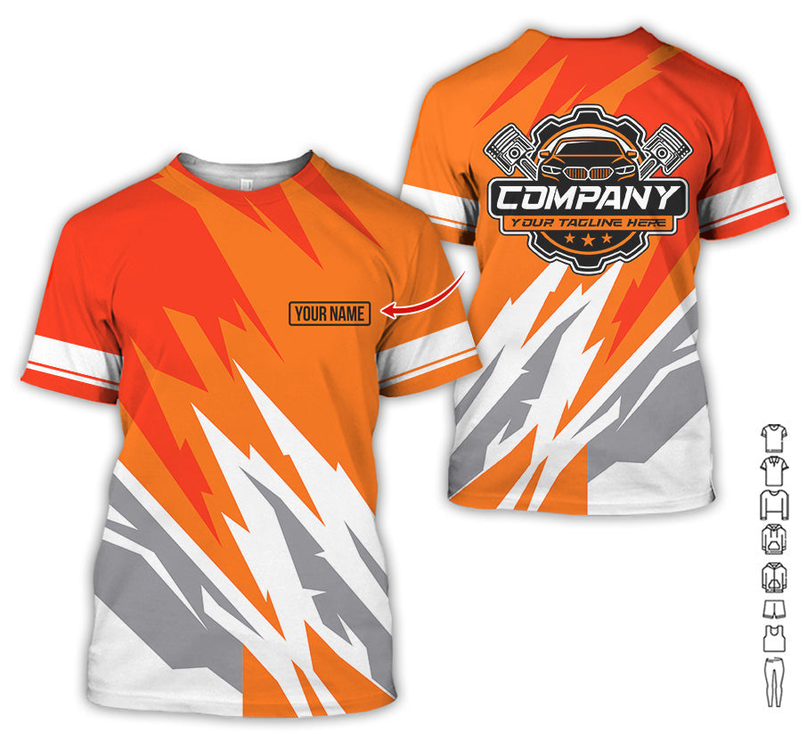 Custom Printed Mechanic Shirt, Great Gift for Husband, Orange Color, Comfortable Daily Fit, Size S to 5XL