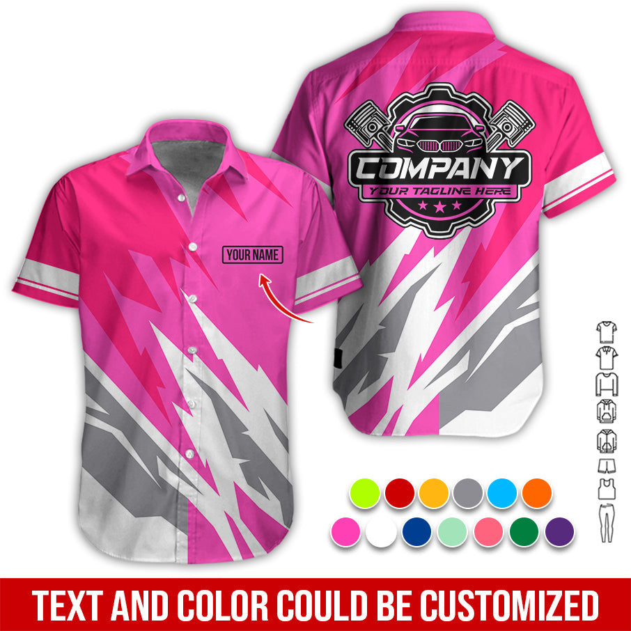 Custom Printed Mechanic Shirt, Great Gift for Husband, Pink Color, Comfortable Daily Fit, Size S to 5XL
