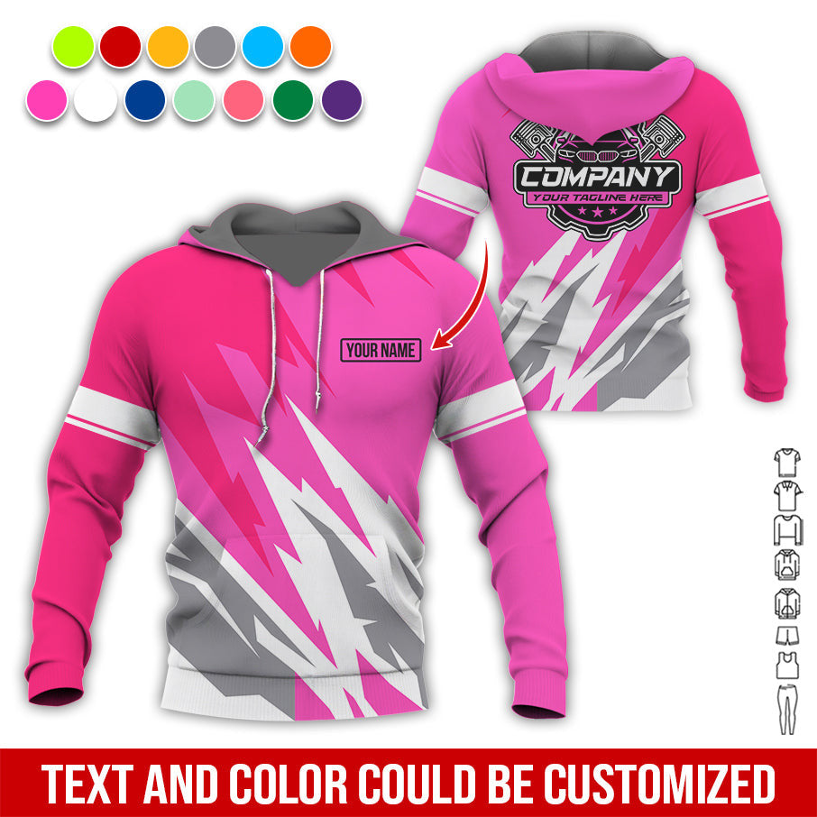 Custom Printed Mechanic Shirt, Great Gift for Husband, Pink Color, Comfortable Daily Fit, Size S to 5XL