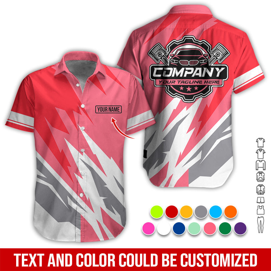Custom Printed Mechanic Shirt, Great Gift for Husband, Neon Pink Color, Comfortable Daily Fit, Size S to 5XL