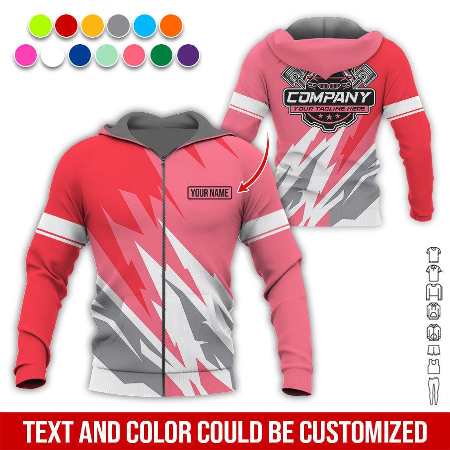 Custom Printed Mechanic Shirt, Great Gift for Husband, Neon Pink Color, Comfortable Daily Fit, Size S to 5XL