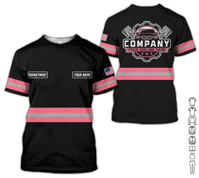 Custom Mechanic Shirt, Gift for Car Lovers, Husband, or Boyfriend, Unisex Fit for Men and Women, Classic Neon Pink Shirt