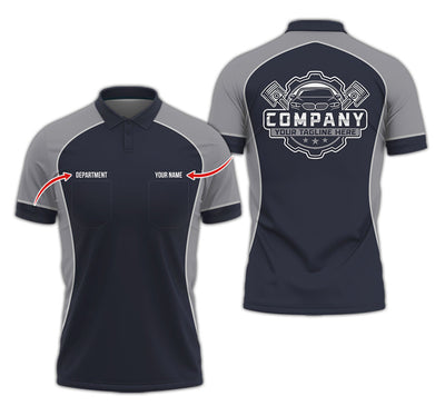 Custom Name Mechanic Shirt for Men, Personalized Garage Workwear Print, Great Gift for Auto Techs, Grey Mechanic T-Shirt