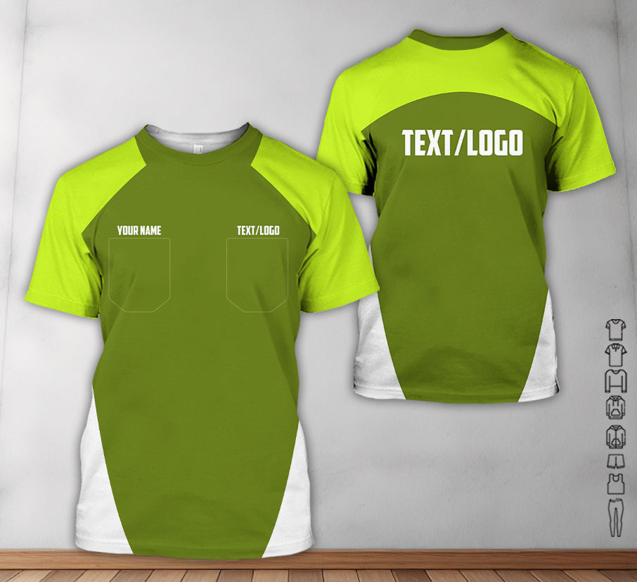 Custom Name Mechanic Shirt in Yellow Green, Printed Pocket Shirt, Unisex Work Shirt for Car Technicians, Great Gift for Him, Available in Sizes S to 5XL