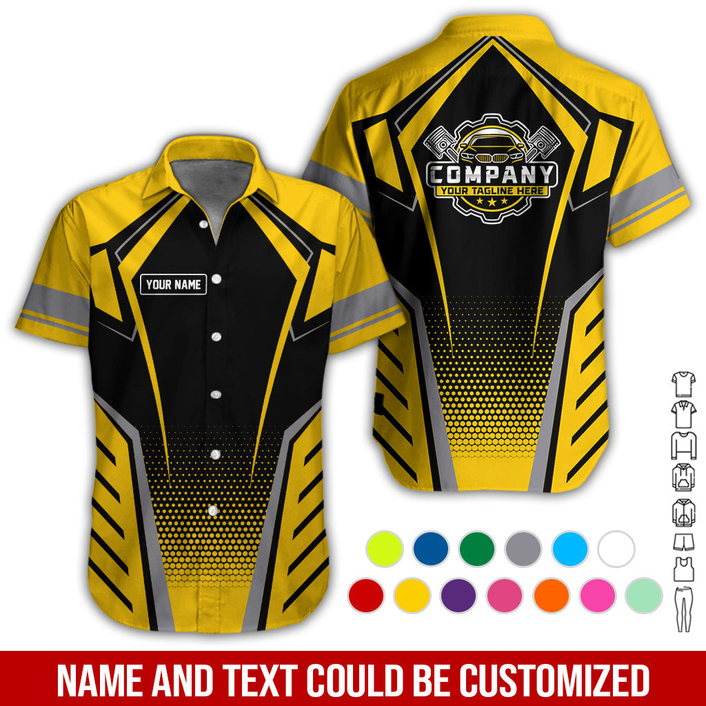Personalized Garage Uniform in Classic Yellow, Mechanic Work Shirt for Men and Women, Perfect for Birthday or Husband, or Boyfriend
