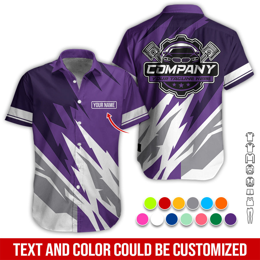 Custom Printed Mechanic Shirt, Great Gift for Husband, Purple Color, Comfortable Daily Fit, Size S to 5XL