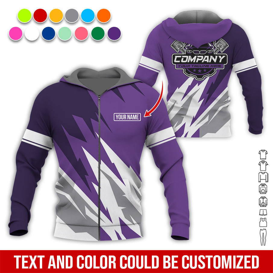 Custom Printed Mechanic Shirt, Great Gift for Husband, Purple Color, Comfortable Daily Fit, Size S to 5XL