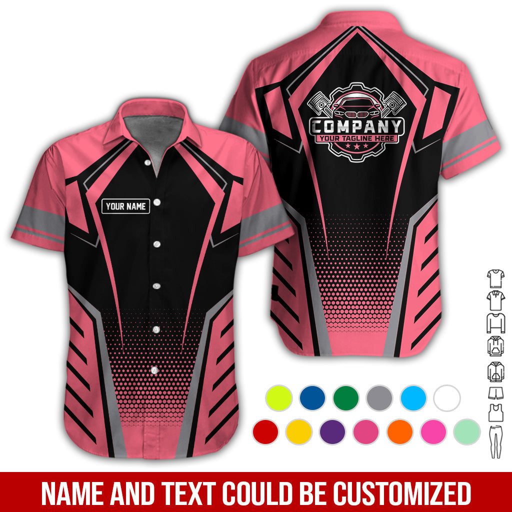 Personalized Garage Uniform in Classic Neon Pink, Mechanic Work Shirt for Men and Women, Perfect for Birthday or Husband, or Boyfriend