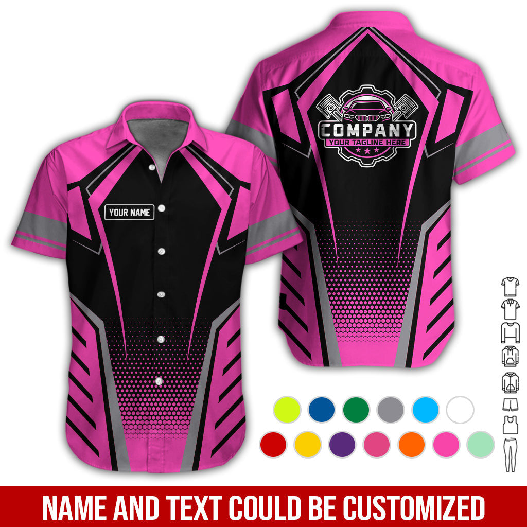 Personalized Garage Uniform in Classic Pink, Mechanic Work Shirt for Men and Women, Perfect for Birthday or Husband, or Boyfriend