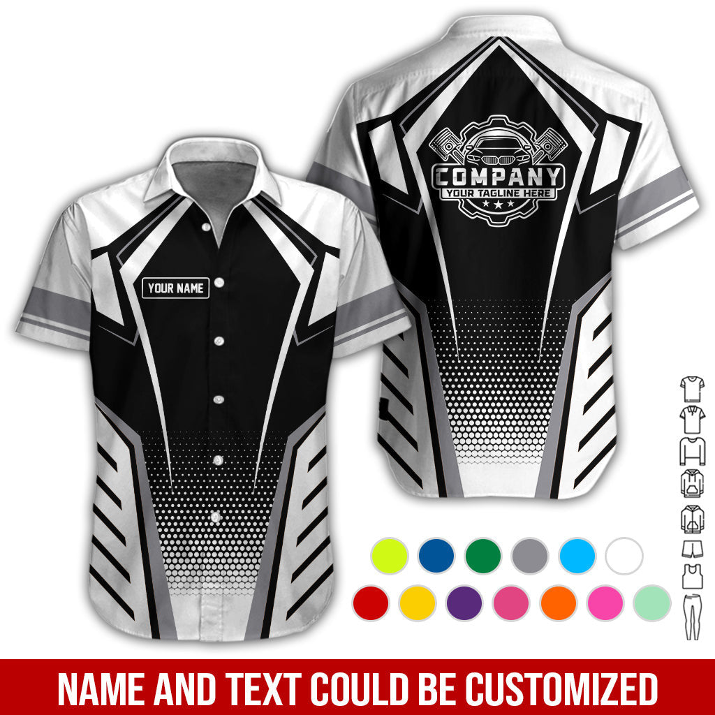 Personalized Garage Uniform in Classic White, Mechanic Work Shirt for Men and Women, Perfect for Birthday or Husband, or Boyfriend