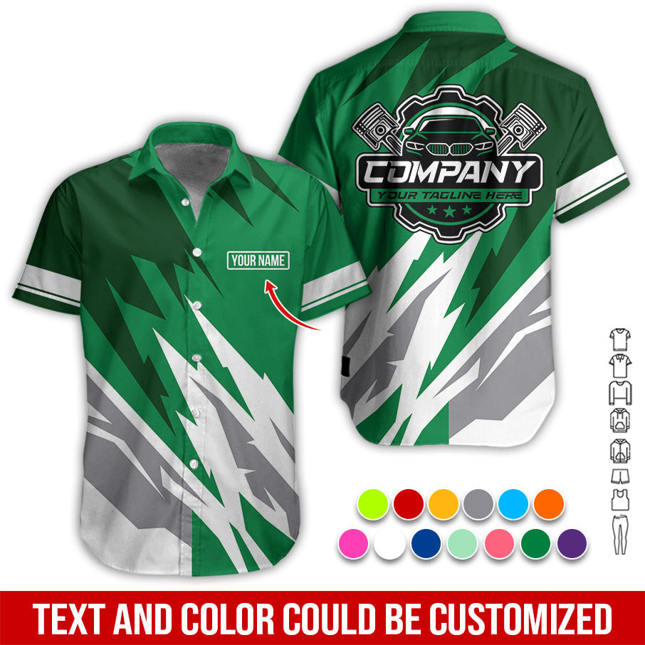 Custom Printed Mechanic Shirt, Great Gift for Husband, Green Color, Comfortable Daily Fit, Size S to 5XL