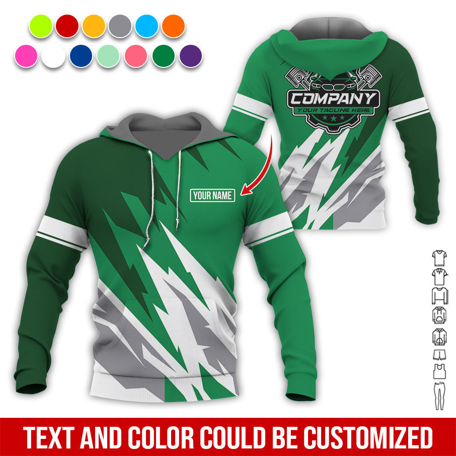 Custom Printed Mechanic Shirt, Great Gift for Husband, Green Color, Comfortable Daily Fit, Size S to 5XL