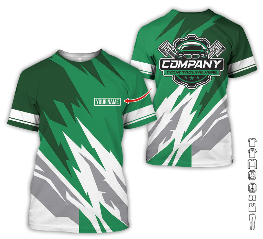 Custom Printed Mechanic Shirt, Great Gift for Husband, Green Color, Comfortable Daily Fit, Size S to 5XL