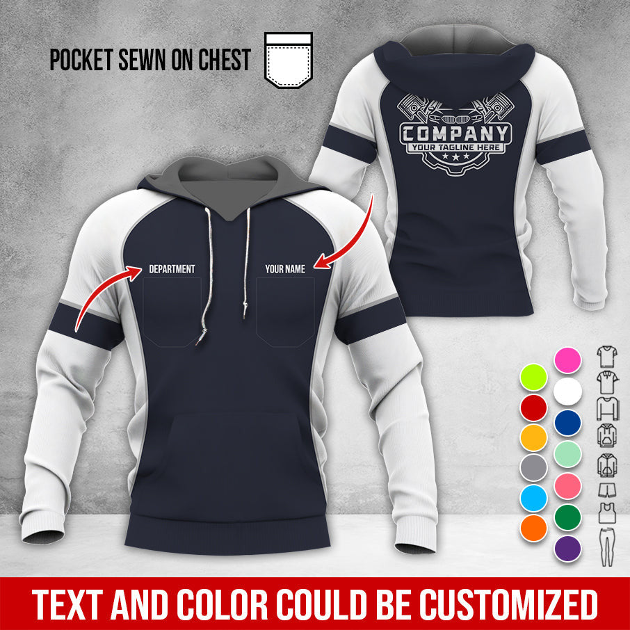Custom Name Mechanic Shirt for Men, Personalized Garage Workwear Print, Great Gift for Auto Techs, White Mechanic T-Shirt
