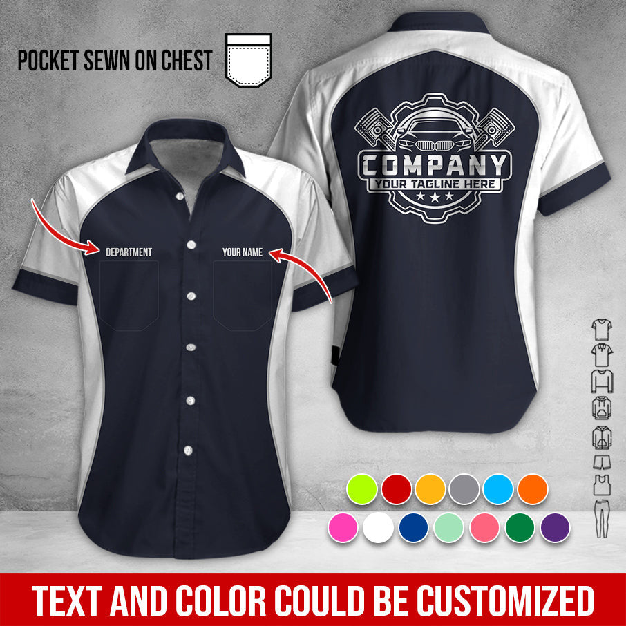 Custom Name Mechanic Shirt for Men, Personalized Garage Workwear Print, Great Gift for Auto Techs, White Mechanic T-Shirt