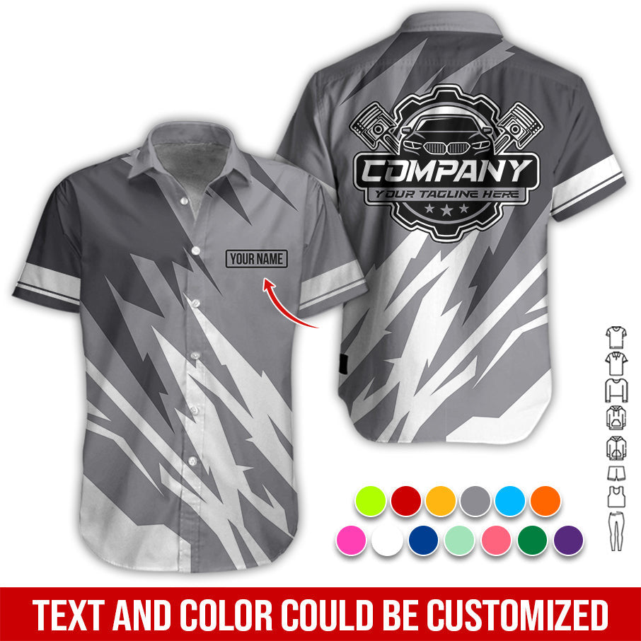 Custom Printed Mechanic Shirt, Great Gift for Husband, Grey Color, Comfortable Daily Fit, Size S to 5XL