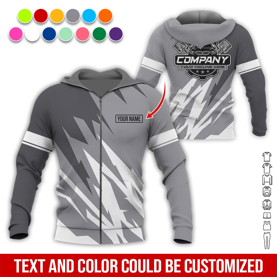 Custom Printed Mechanic Shirt, Great Gift for Husband, Grey Color, Comfortable Daily Fit, Size S to 5XL