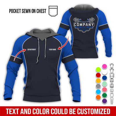Custom Name Mechanic Shirt for Men, Personalized Garage Workwear Print, Great Gift for Auto Techs, Navy Mechanic T-Shirt