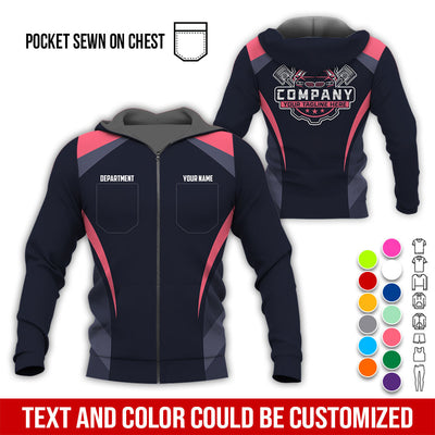 Custom Name Mechanic Shirt, Unisex Neon Pink Crew Shirt for Automotive Workers, Perfect Gift for Him, 3D Printed Pocket Shirt