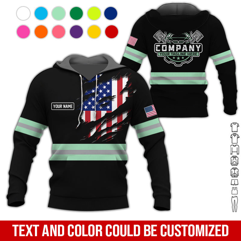 Personalized Auto Technician Shirt in Seafoam, Custom Name Printed, Gift for Boyfriend, Husband, or Dad Who Loves Working on Cars