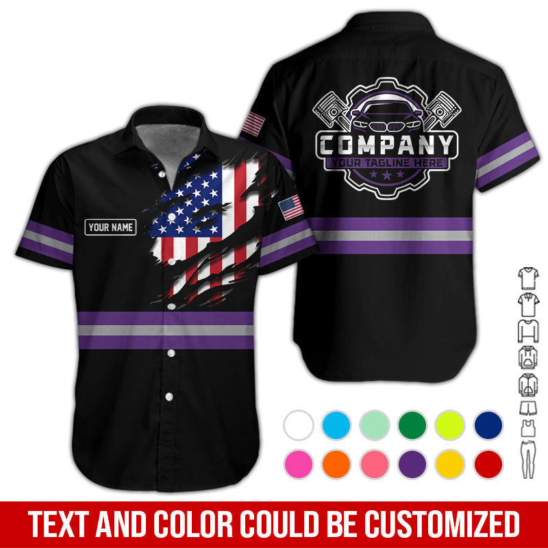 Personalized Auto Technician Shirt in Purple, Custom Name Printed, Gift for Boyfriend, Husband, or Dad Who Loves Working on Cars