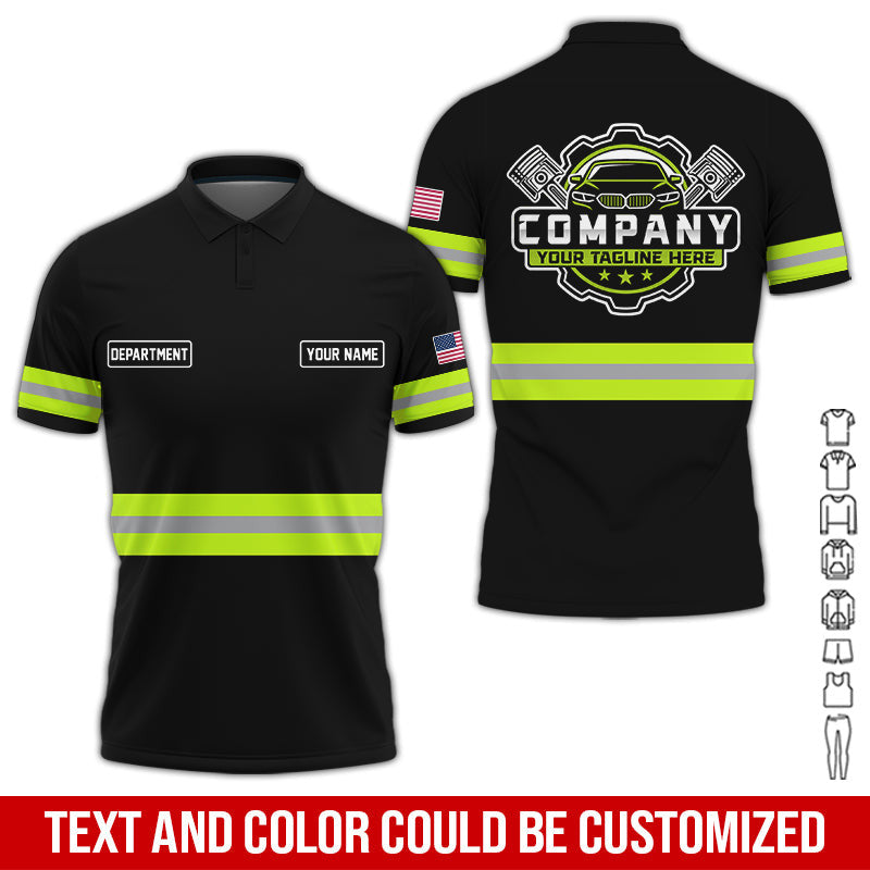 Custom Mechanic Shirt, Gift for Car Lovers, Husband, or Boyfriend, Unisex Fit for Men and Women, Classic Yellow Green Shirt