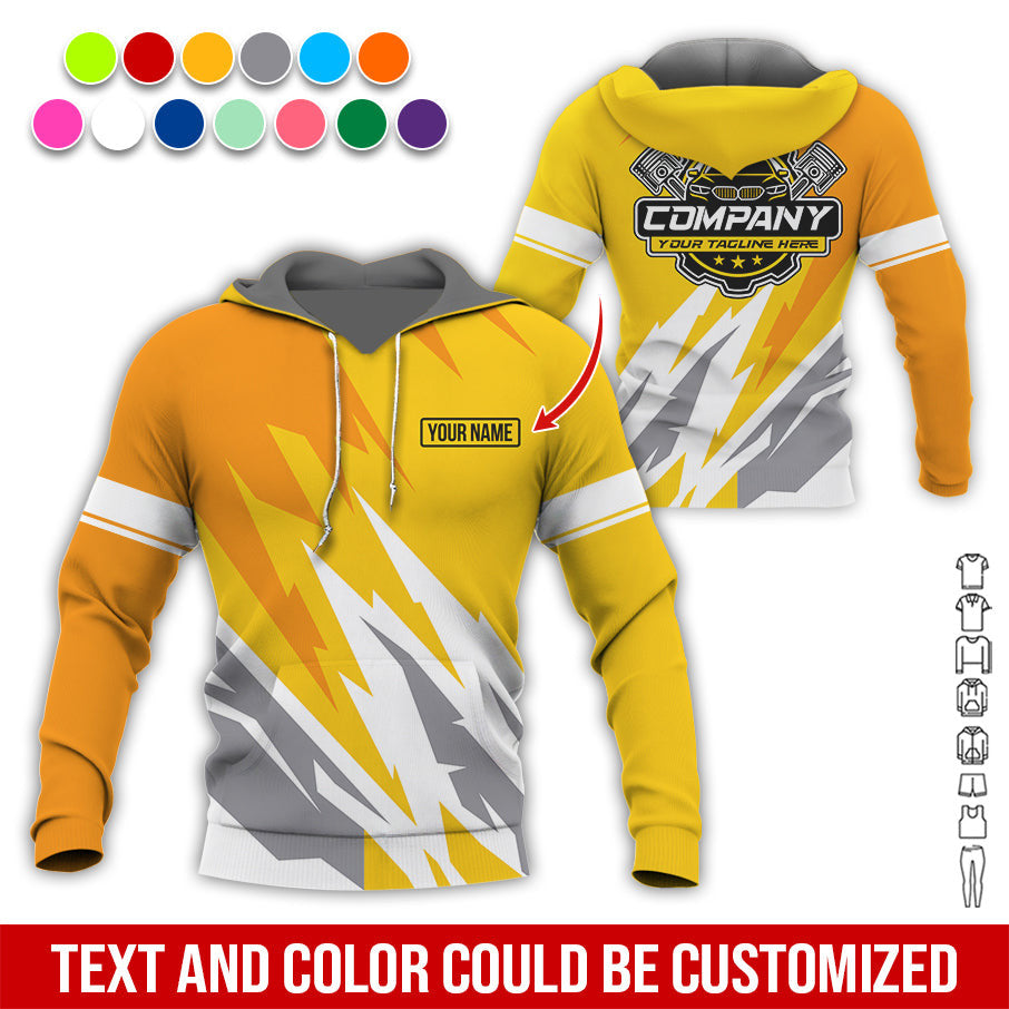 Custom Printed Mechanic Shirt, Great Gift for Husband, Yellow Color, Comfortable Daily Fit, Size S to 5XL