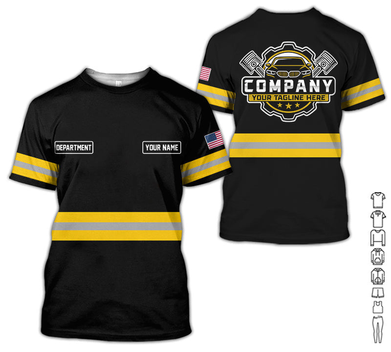 Custom Mechanic Shirt, Gift for Car Lovers, Husband, or Boyfriend, Unisex Fit for Men and Women, Classic Yellow Shirt