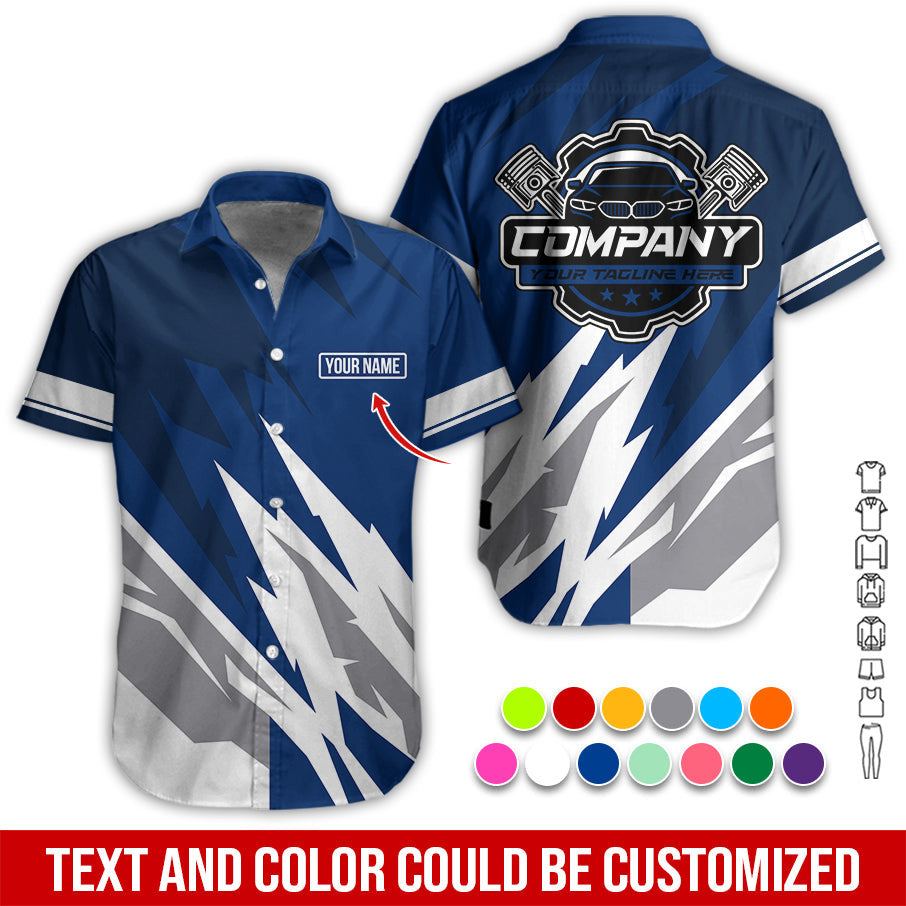 Custom Printed Mechanic Shirt, Great Gift for Husband, Navy Color, Comfortable Daily Fit, Size S to 5XL