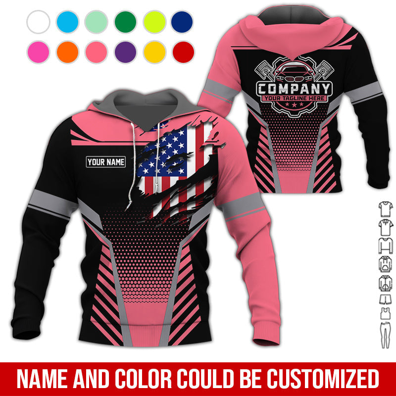 Personalized Work Shirt for Mechanics, Perfect Gift for Car Guys, Diesel Techs, and Shop Crews, Neon Pink Color, Work-Ready Fit