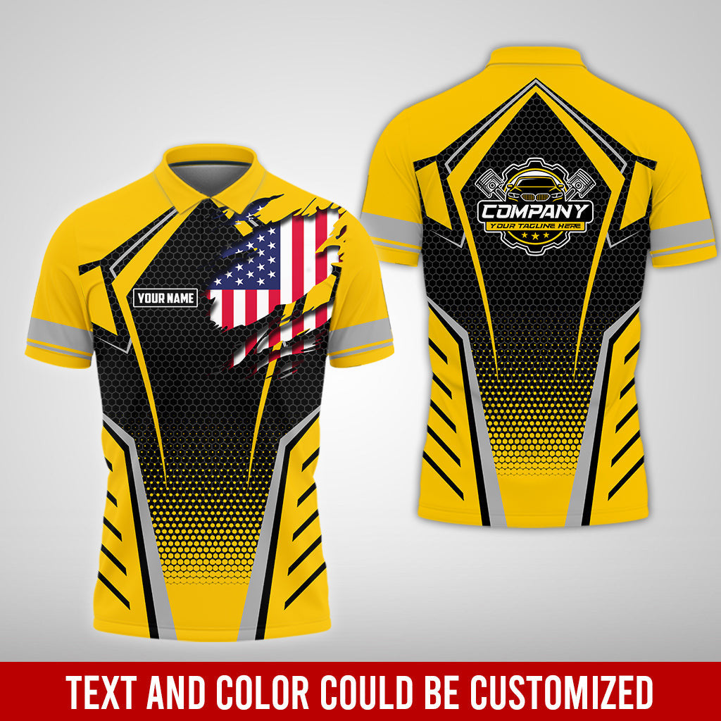 Custom Mechanic Shirt with Name, Yellow Garage Uniform, Gift for Car Guys & Technicians, Comfortable Daily Fit, Perfect Garage Apparel