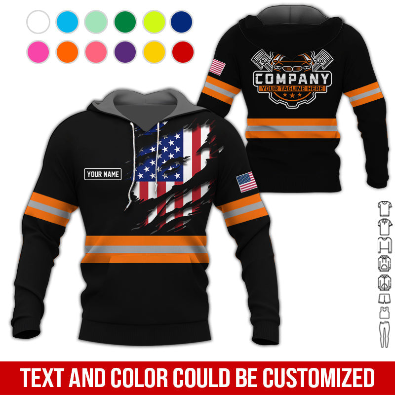 Personalized Auto Technician Shirt in Orange, Custom Name Printed, Gift for Boyfriend, Husband, or Dad Who Loves Working on Cars
