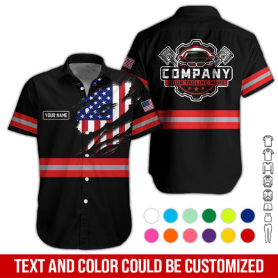 Personalized Auto Technician Shirt in Red, Custom Name Printed, Gift for Boyfriend, Husband, or Dad Who Loves Working on Cars