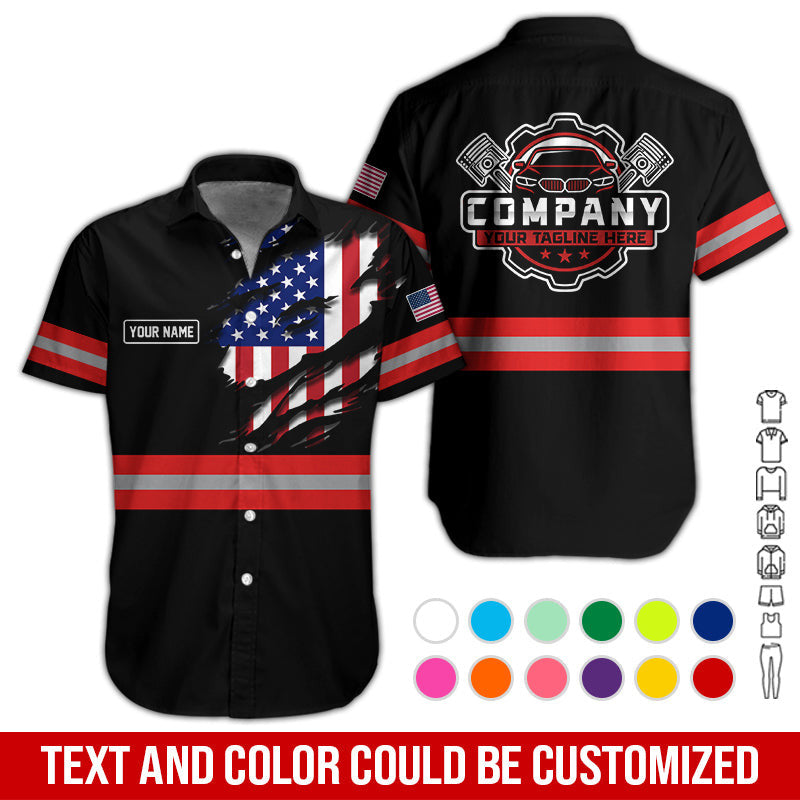Personalized Auto Technician Shirt in Red, Custom Name Printed, Gift for Boyfriend, Husband, or Dad Who Loves Working on Cars