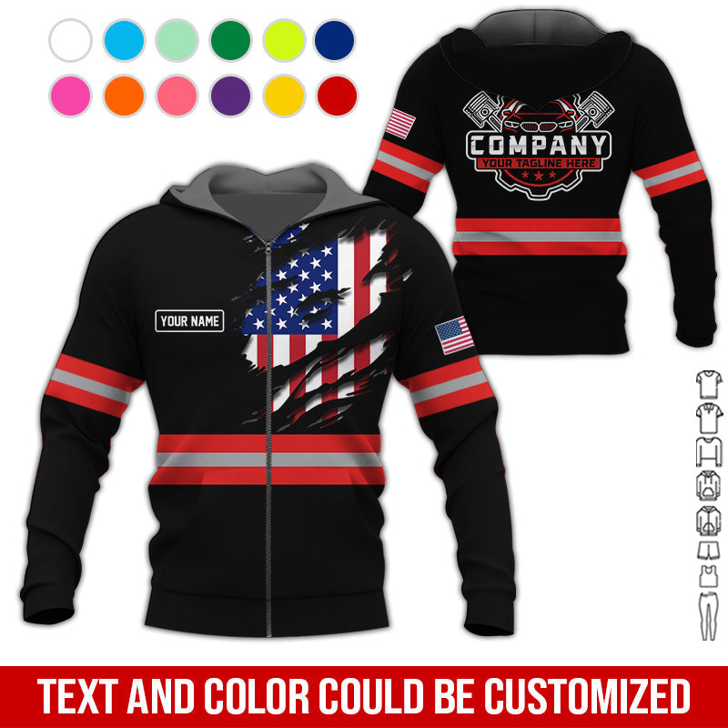 Personalized Auto Technician Shirt in Red, Custom Name Printed, Gift for Boyfriend, Husband, or Dad Who Loves Working on Cars