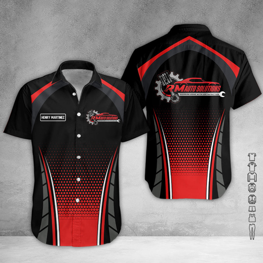 Custom Mechanic Uniform Shirt, Gift for Husband, Dad, or Boyfriend, Unisex Fit, Red Work Shirt with Personalized Name