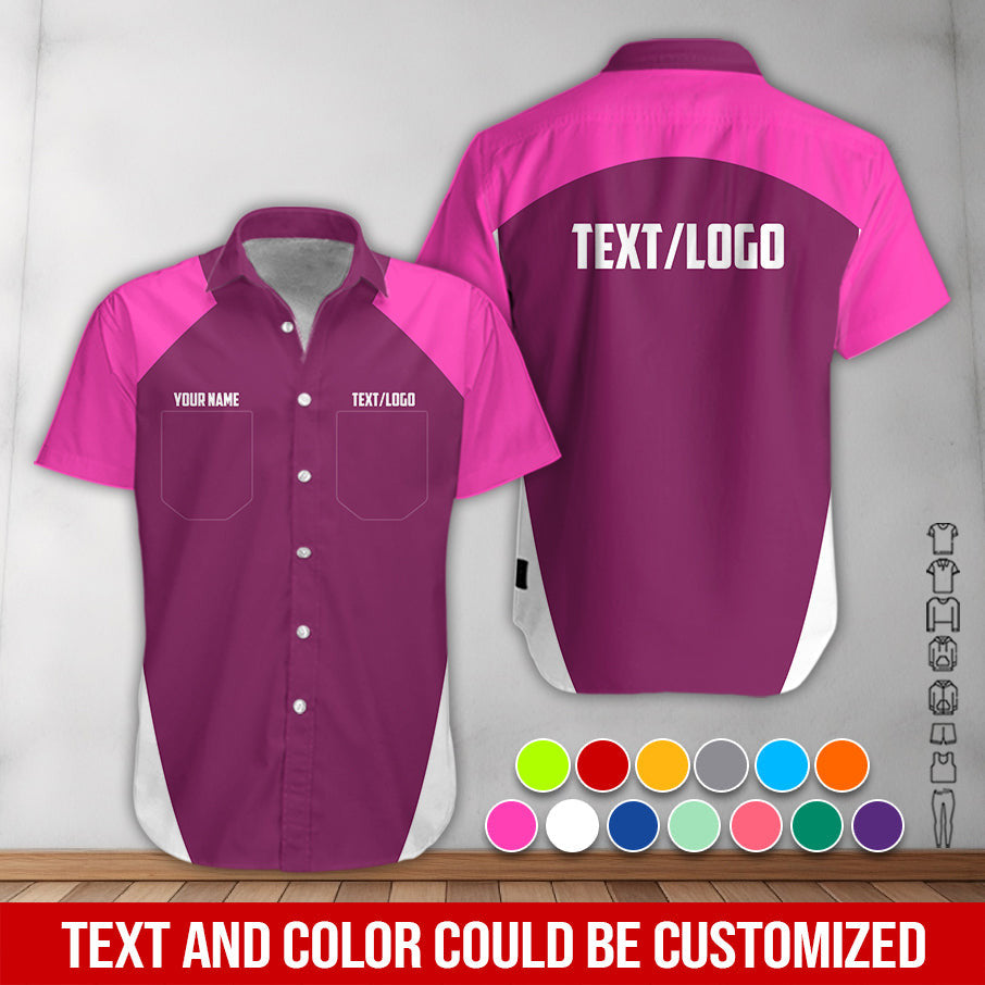 Custom Name Mechanic Shirt in Pink, Unisex Work Shirt for Car Technicians, Great Gift for Him, Available in Sizes S to 5XL