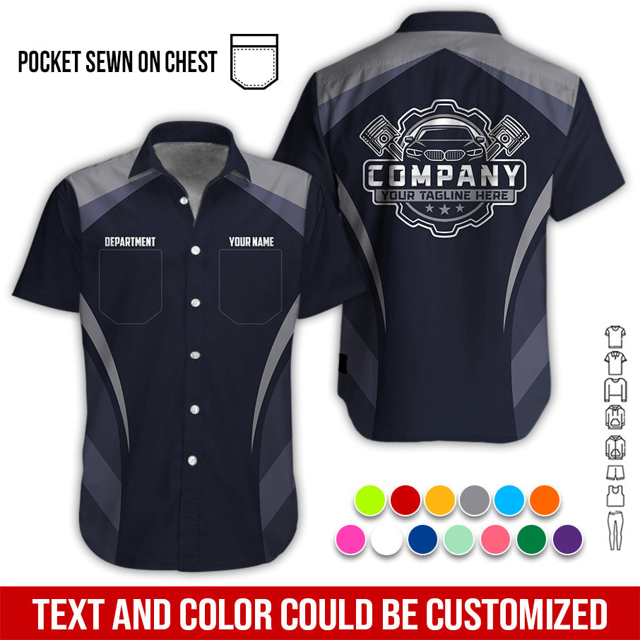 Custom Name Mechanic Shirt, Unisex Grey Crew Shirt for Automotive Workers, Perfect Gift for Him, Size S to 5XL