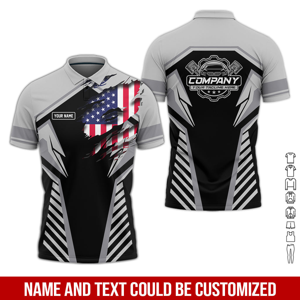 Personalized Diesel Mechanic Shirt, Grey Garage Uniform, Gift for Car Guys & Technicians, Size S to 5XL