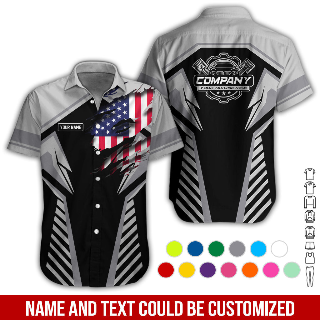 Personalized Diesel Mechanic Shirt, Grey Garage Uniform, Gift for Car Guys & Technicians, Size S to 5XL