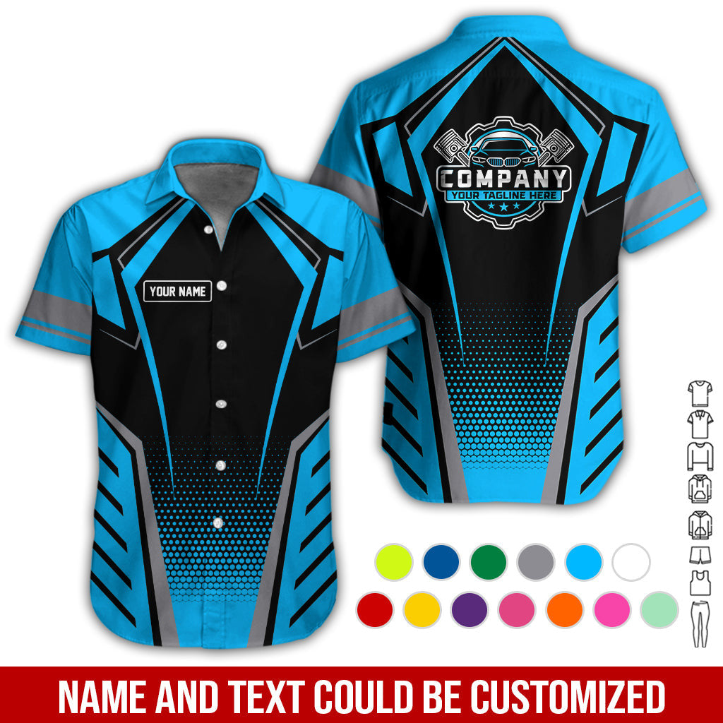 Personalized Garage Uniform in Classic Blue, Mechanic Work Shirt for Men and Women, Perfect for Birthday or Husband, or Boyfriend