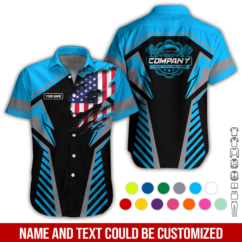 Personalized Diesel Mechanic Shirt, Blue Garage Uniform, Gift for Car Guys & Technicians, Size S to 5XL
