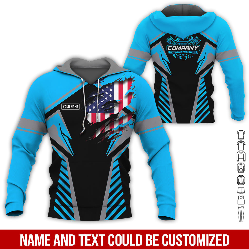 Personalized Diesel Mechanic Shirt, Blue Garage Uniform, Gift for Car Guys & Technicians, Size S to 5XL