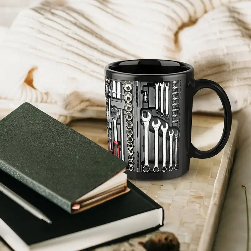 Ceramic Mechanic Mug, Socket & Spanner Print,  Ideal Mechanic Gift for Men on Fathers Day or Birthday