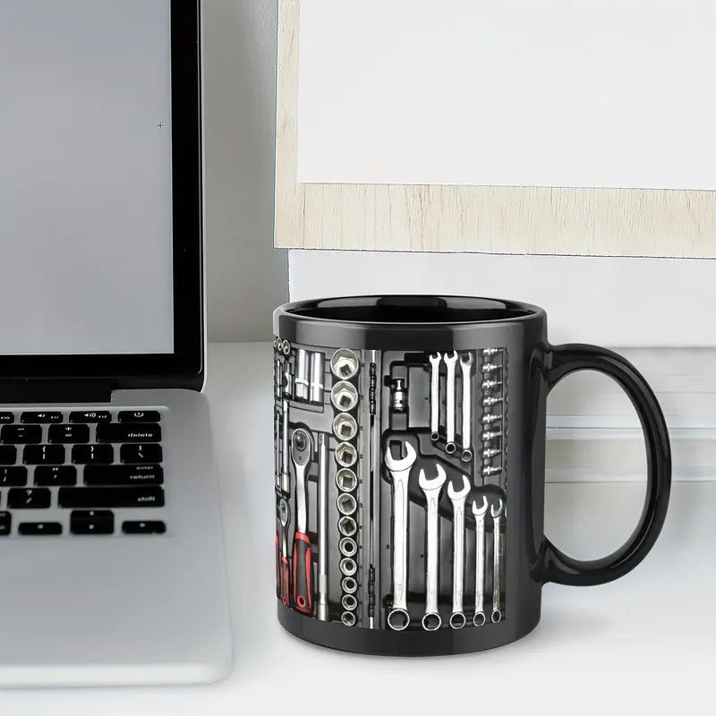 Ceramic Mechanic Mug, Socket & Spanner Print,  Ideal Mechanic Gift for Men on Fathers Day or Birthday