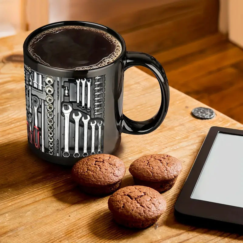 Ceramic Mechanic Mug, Socket & Spanner Print,  Ideal Mechanic Gift for Men on Fathers Day or Birthday