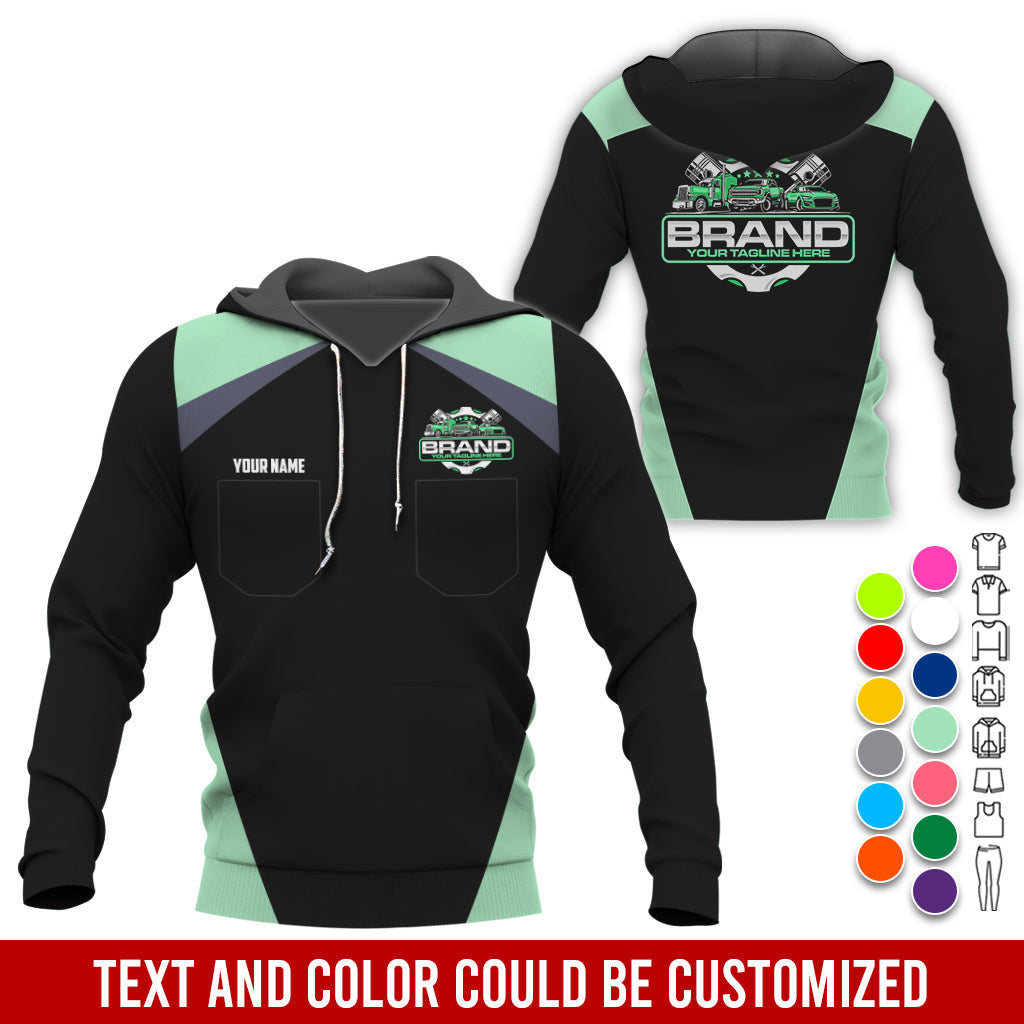 Personalized Mechanic Uniform for Men, 3D Printed Pocket Shirt for Auto Technicians, Seafoam Color, Great Gift for Car Guys