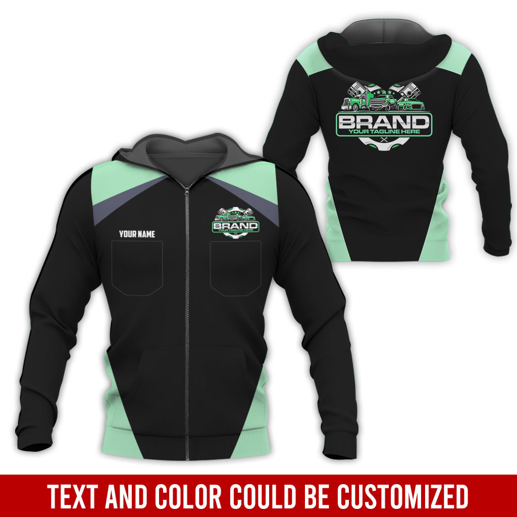 Personalized Mechanic Uniform for Men, 3D Printed Pocket Shirt for Auto Technicians, Seafoam Color, Great Gift for Car Guys